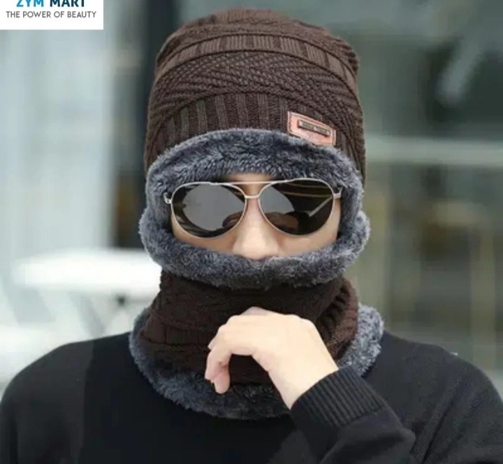 Beanie Full Set-2 Piece Cap + Neck Warmer/Hat & Warmer Winter Cap and neck for men - women