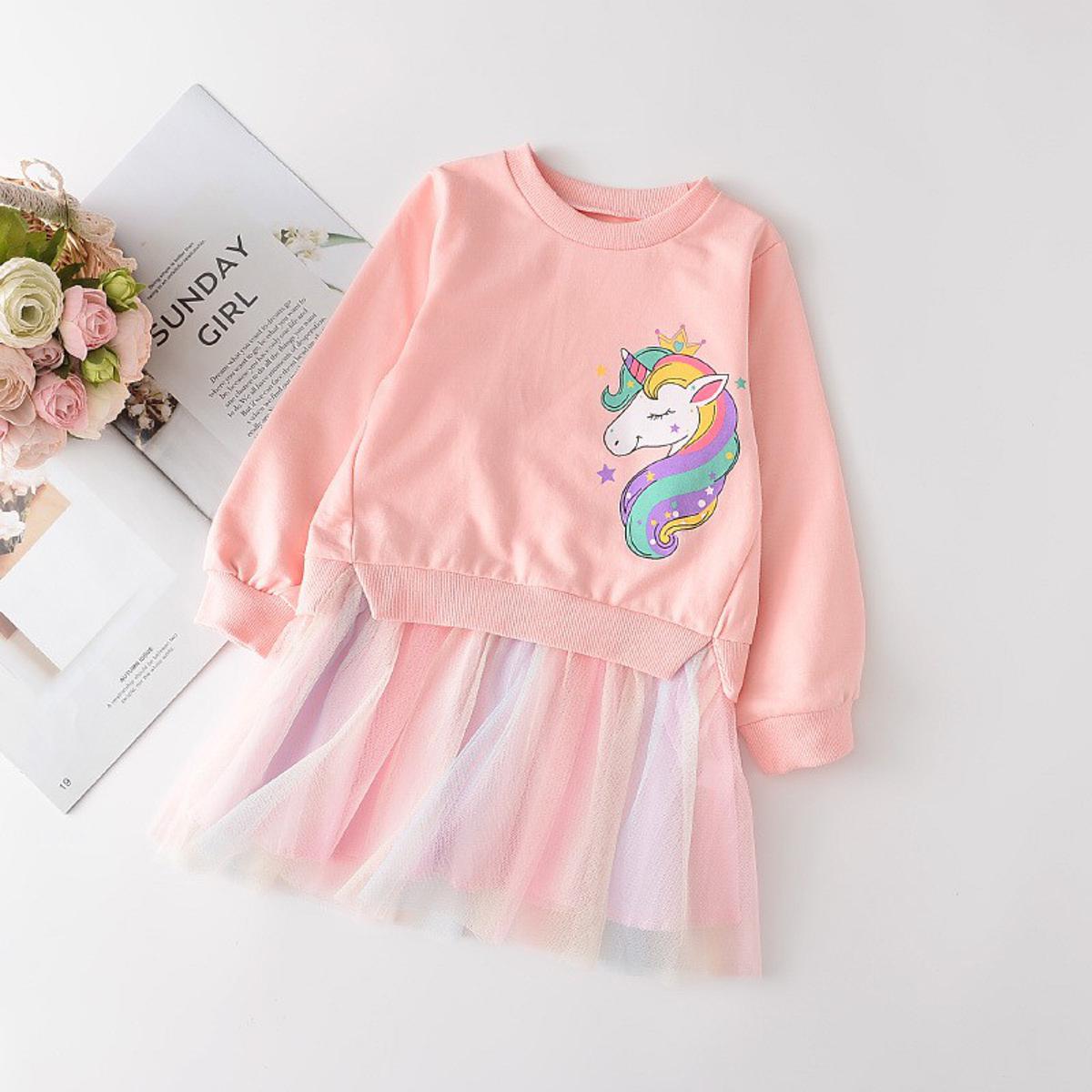 unicorn birthday dress in pakistan Girls Unicorn Multicolor Birthday/Party Dress – Liba Fashion main image 1