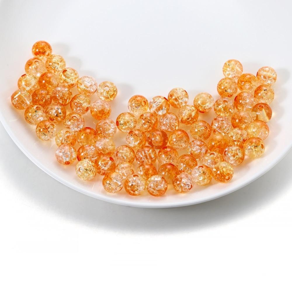 50/100PCS 8mm Crack Glass Beads for Jewelry Making – Cracked Round Loose Beads, 100+ Beads Per Strand, DIY Bracelet, Necklace & Earring Craft
