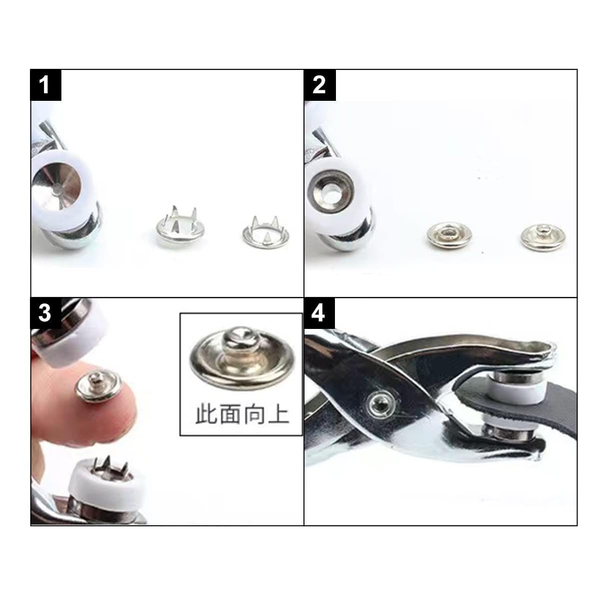 Press Studs Pliers 9.5mm Metal Sewing Prong Rings Buttons Clip Pliers DIY Clothes Tool for Sewing Leather Rivets Bags Clothes
