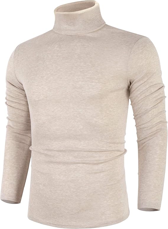Men’s Slim Fit High Neck Shirt Plain Winter Turtleneck for Boys & Men, Stylish Casual Long Sleeve Top for Cold Weather & Layering