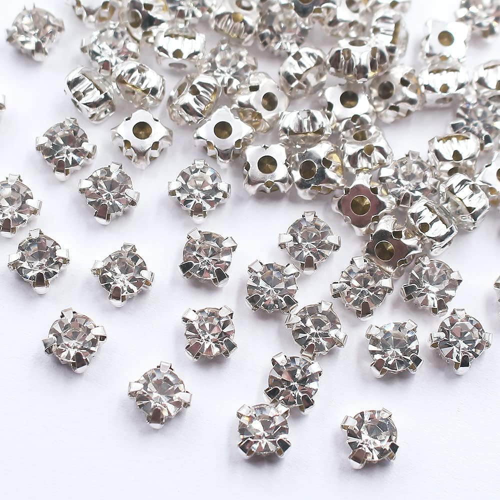 50 Pcs Silver Crystal Acrylic Sew-On Rhinestones Beads – 30mm Round Stones for DIY, Jewelry Making & Dress Embellishment | Tawakkal Craft