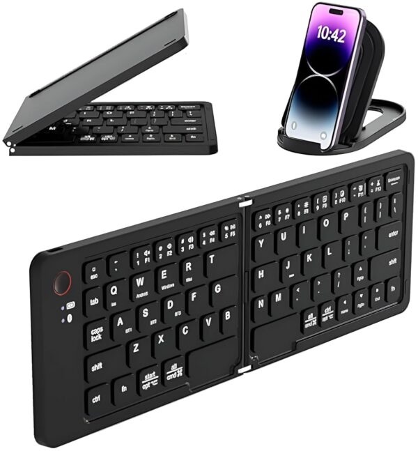 B023 11-Inch Foldable Bluetooth Keyboard – Rechargeable Wireless Keyboard for Mobile, Tablet & Laptop