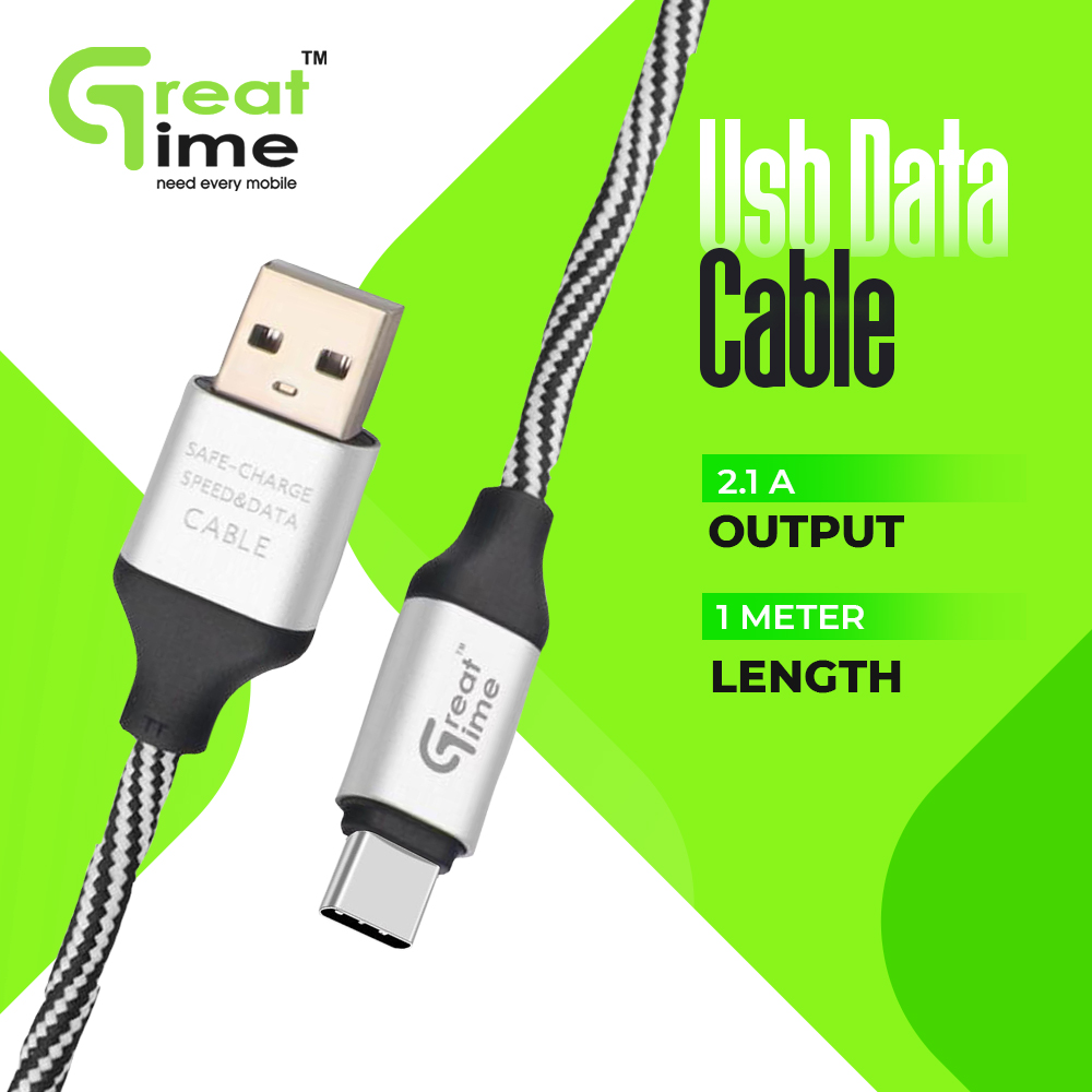 Great Time Zebra Data Cable,1m Long Imported Cable-2.4a- Quick Charging Data Cable With Data Transfer Android, Type C Data Cable, Supported With All Devices For Ios & All Android Smartphones