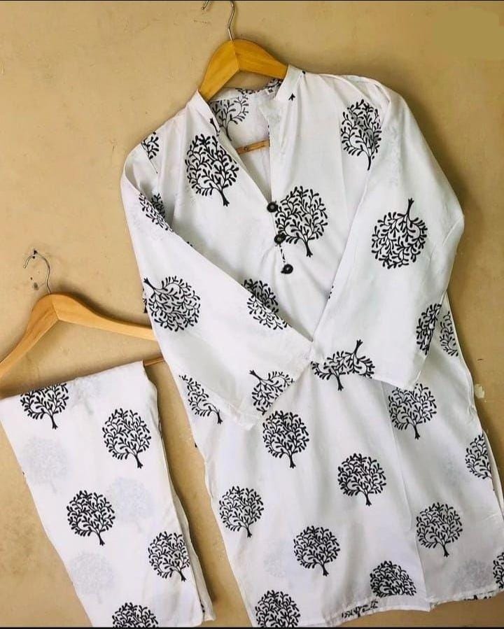 Stylixh Stitched Linen 2pc trendy printed dress for women and girls