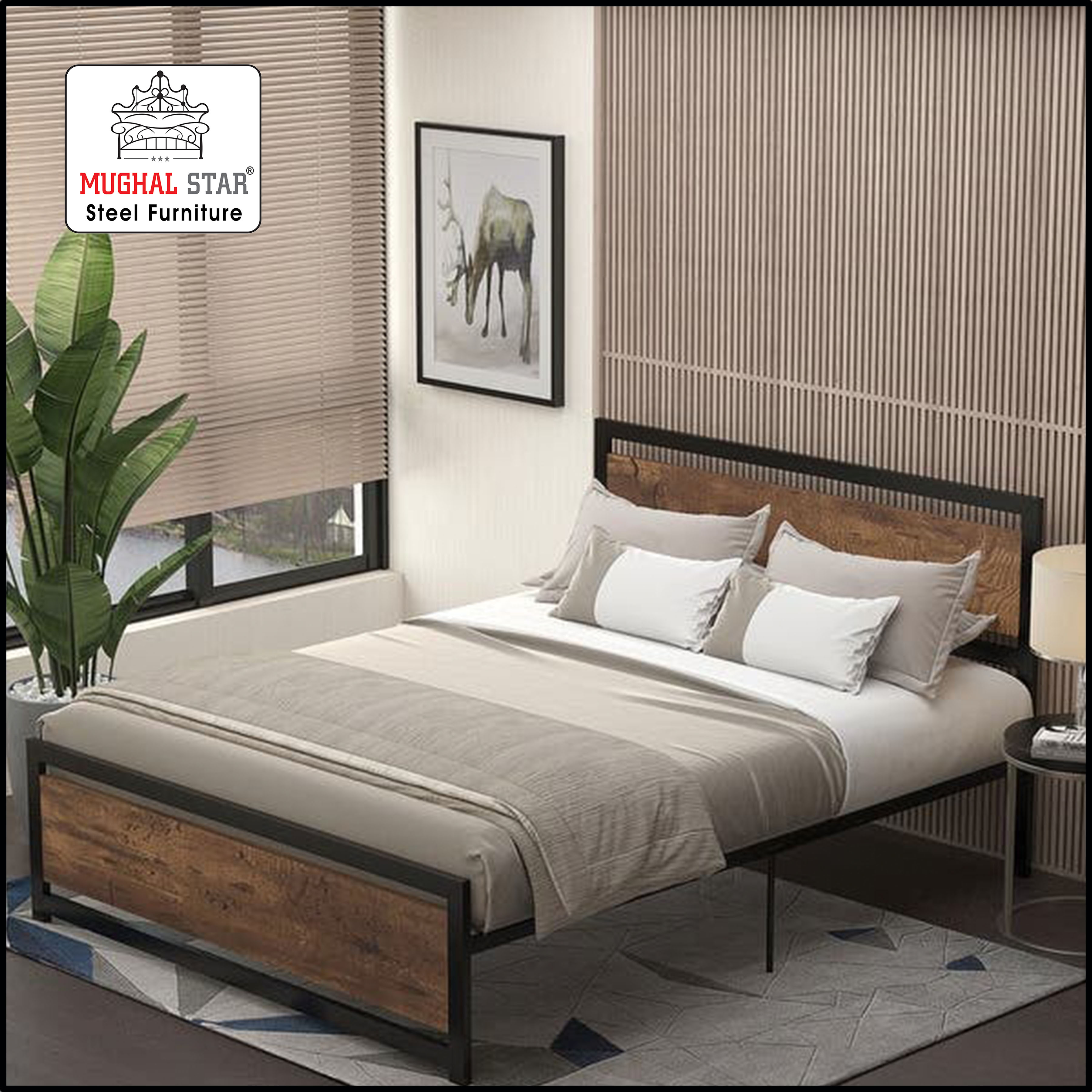 Iron Wood Bed /Iron bed / Metal Bed / Mughal Star Steel Furniture