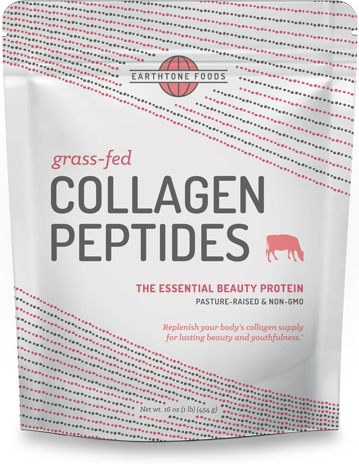 EARTHTONE Collagen Peptides Powder | Paleo-Friendly Hydrolyzed Grass-Fed Non-GMO Protein, 16 oz 454gm
