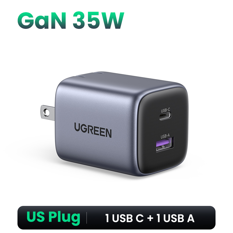 【35w Gan】ugreen Gan 35w Usb C Wall Quick Charger 1a1c Dual Port Pd Fast Usb Type C Charger Qc4 0