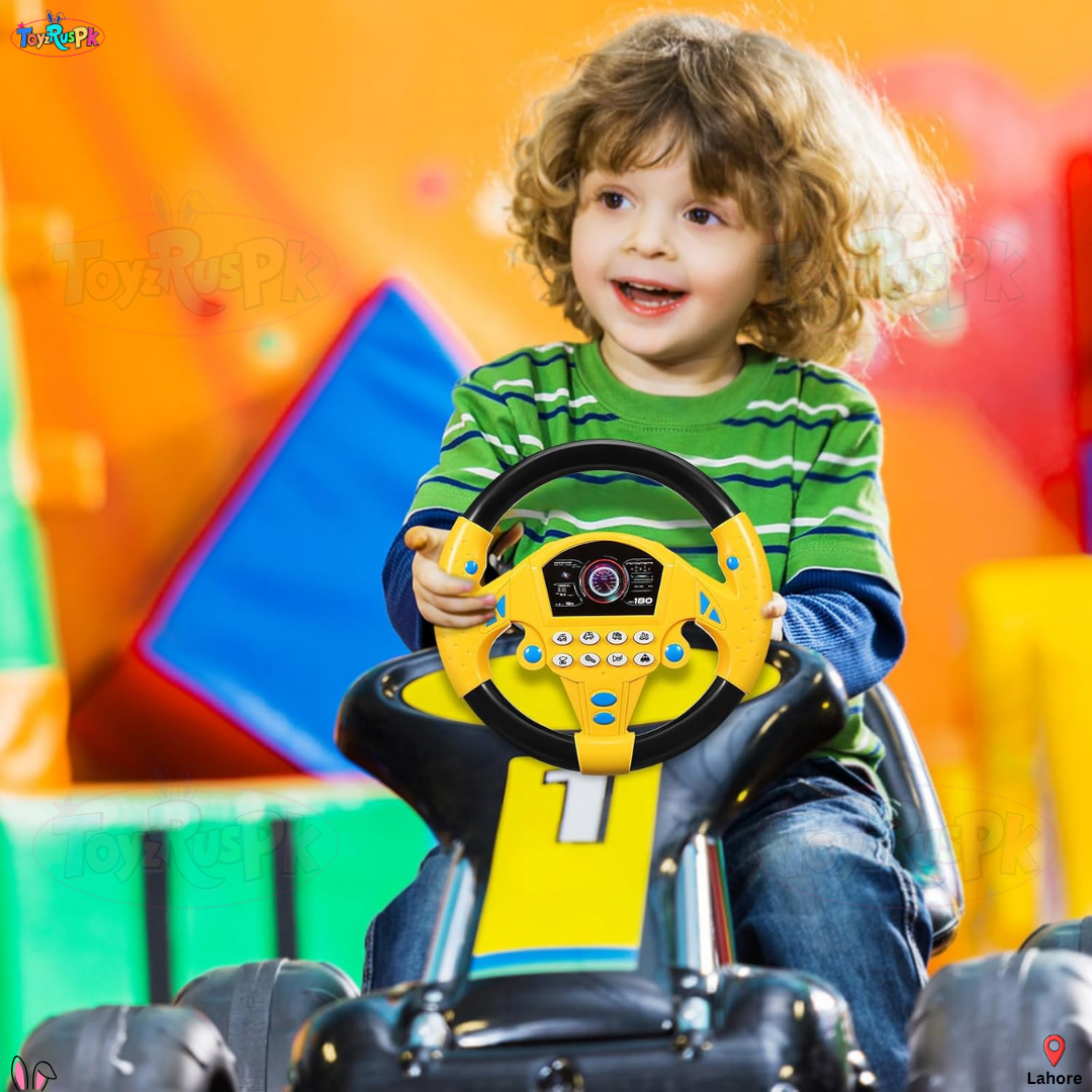 Kids Simulated Steering Wheel Toy | Interactive Car Driving Controller for Kids | Pretend Play Driving Toy with Sounds & Lights | Suction Cup Steering Toy for Babies & Toddlers | Educational Driving Toy for Boys & Girls | ToyzRusPk