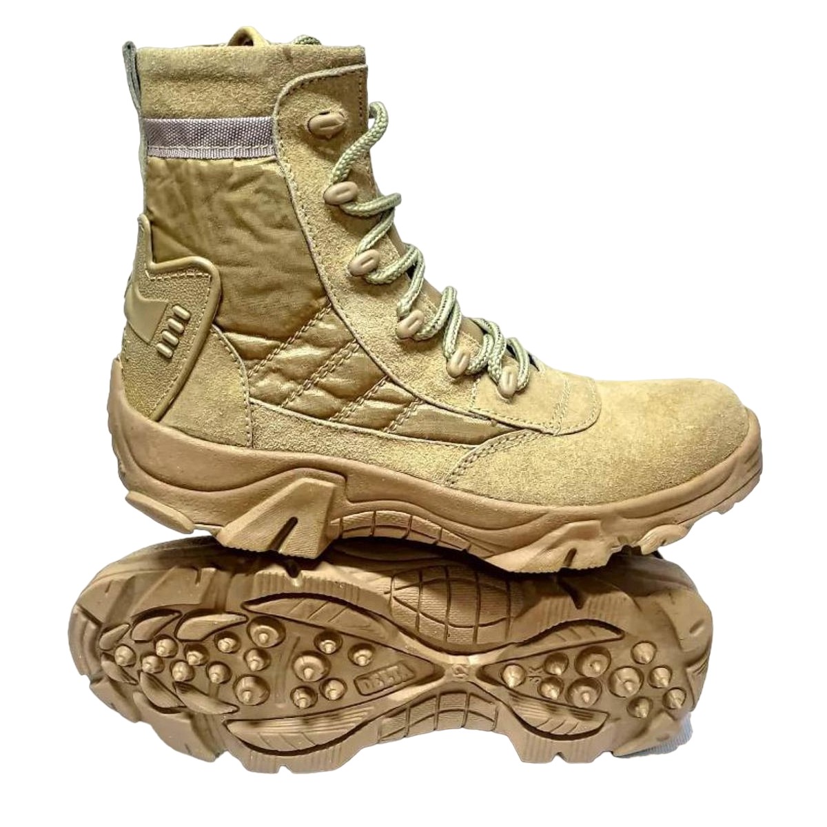 Beige Suede Leather Army Boots For Men