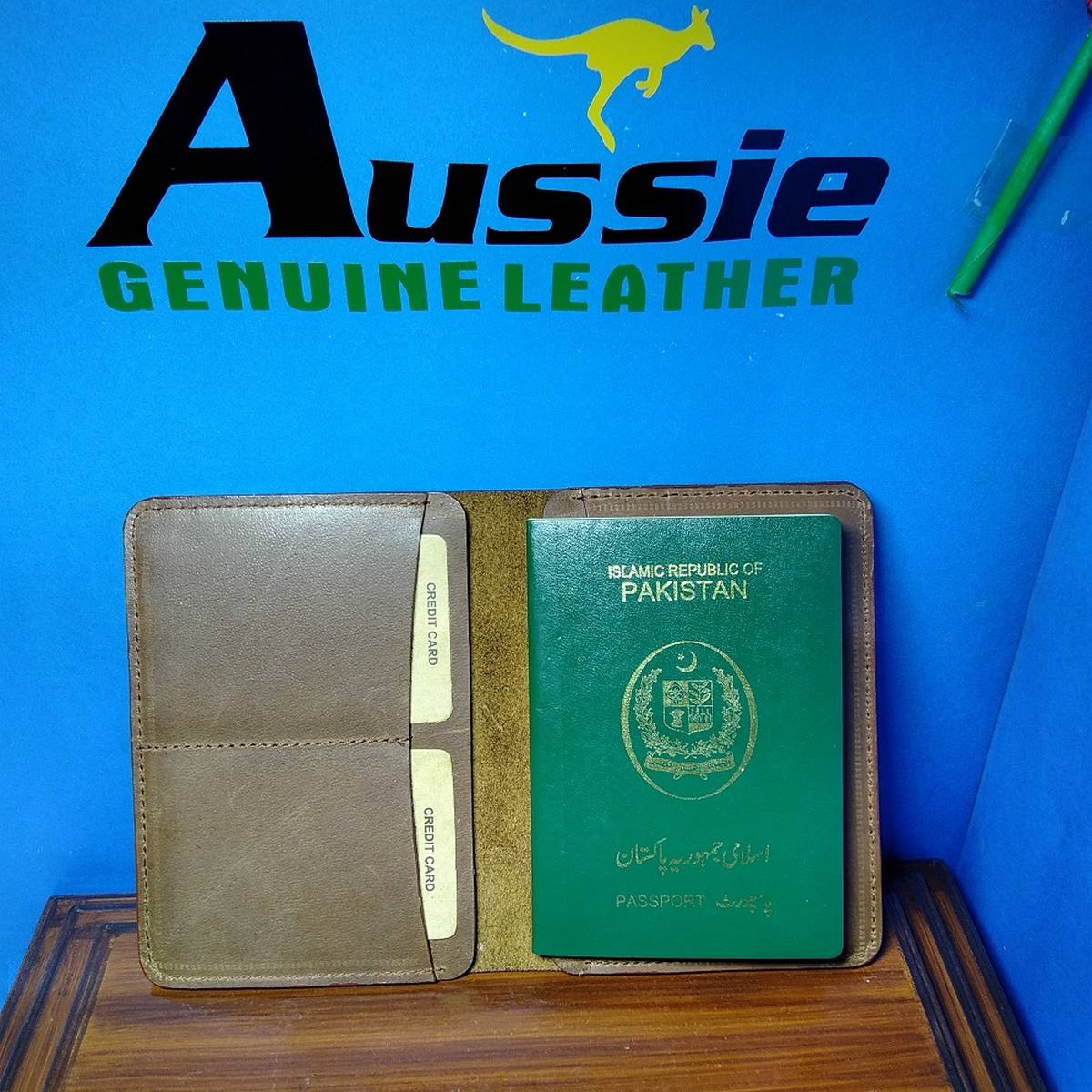 Genuine Leather Passport Cover Brown