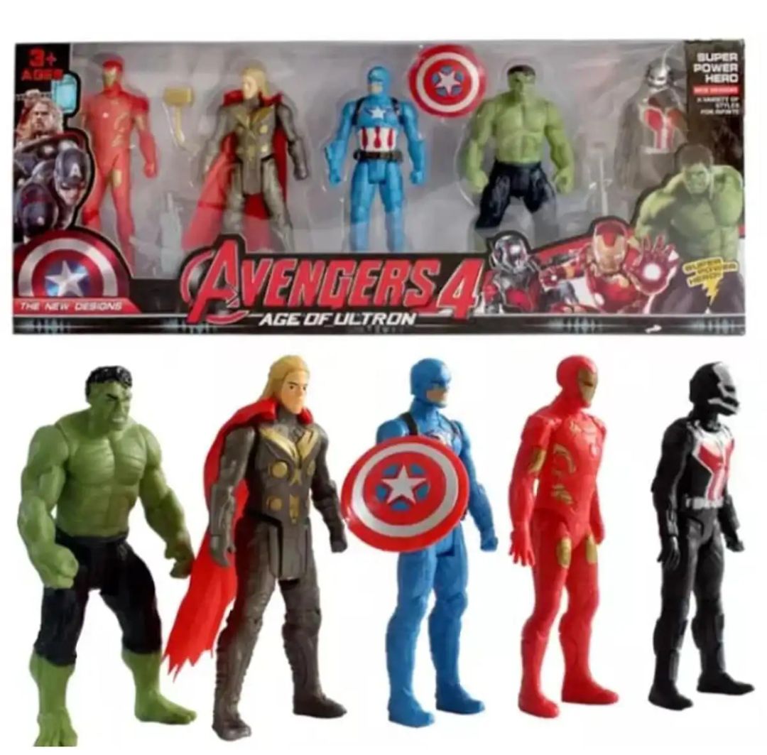 Pack of 5 Marvel Avengers Superheroes Action Figures Set with Accessories