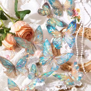 3D Golden Butterfly Mirror Wall Stickers Home Decoration Pack of 12 Random Size