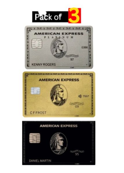 3-Pack Premium AMEX Card Skins - American Express ATM card Skins |– Black, Platinum & Gold | Custom ATM & Debit Card Stickers for All Bank Cards