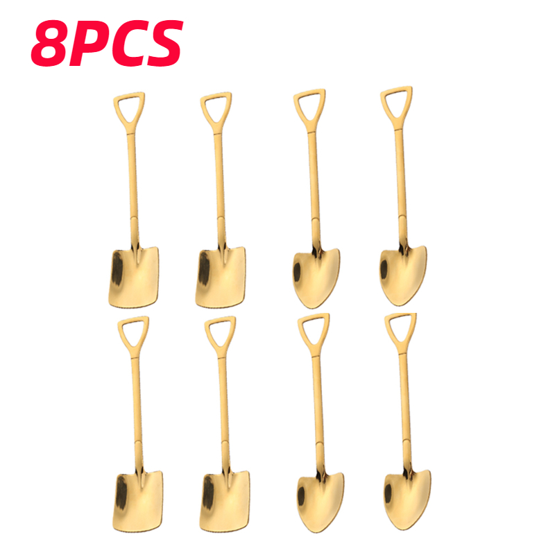 4/8PCS Stainless Steel Coffee Spoon Creative Shovel Shape Tea Spoons