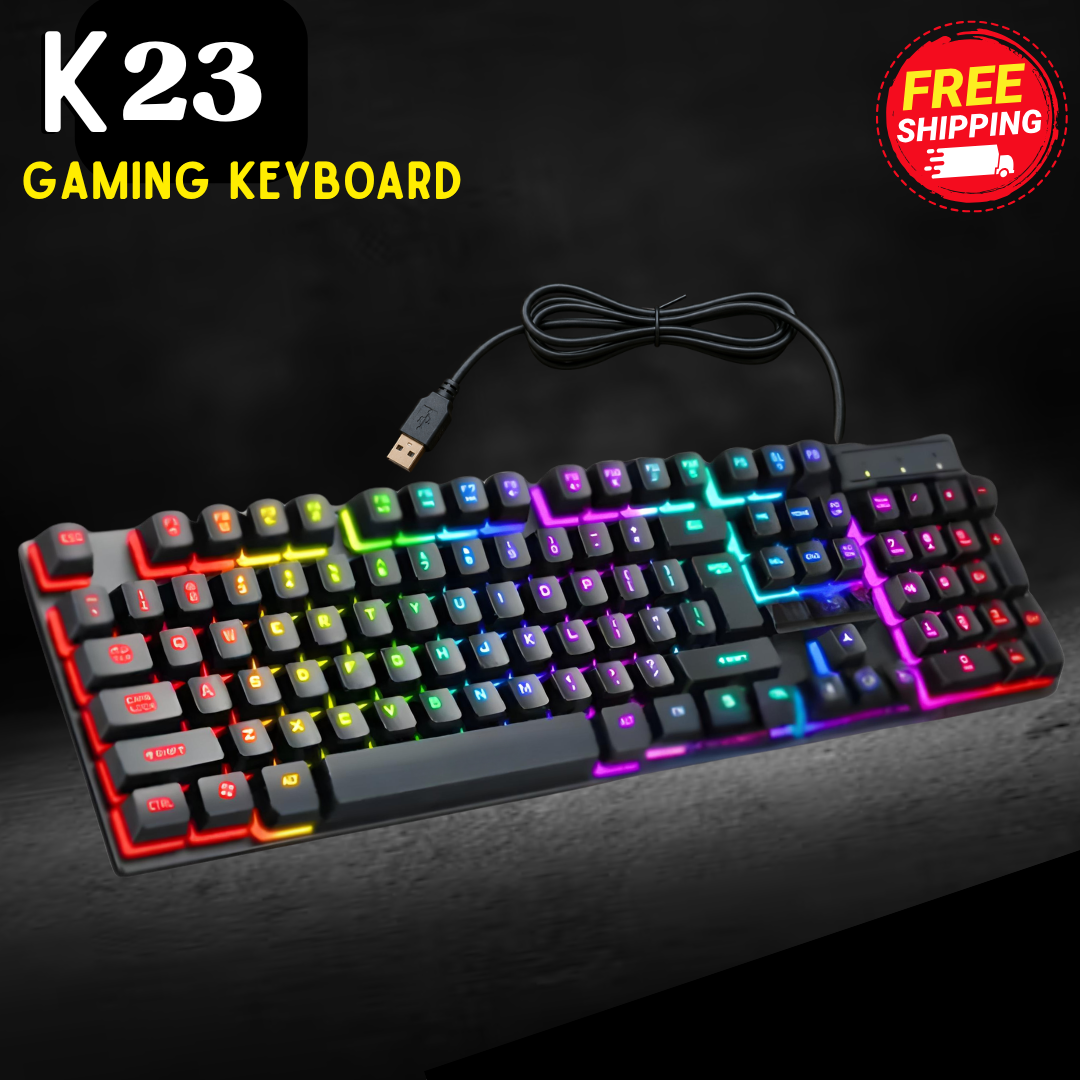 Panorama RGB Gaming Keyboard Rainbow Backlit | 104 Keys Semi Mechanical Feel Wired Keyboard for PC Laptop | Fast Input Keyboard for PUBG & Gaming in Pakistan