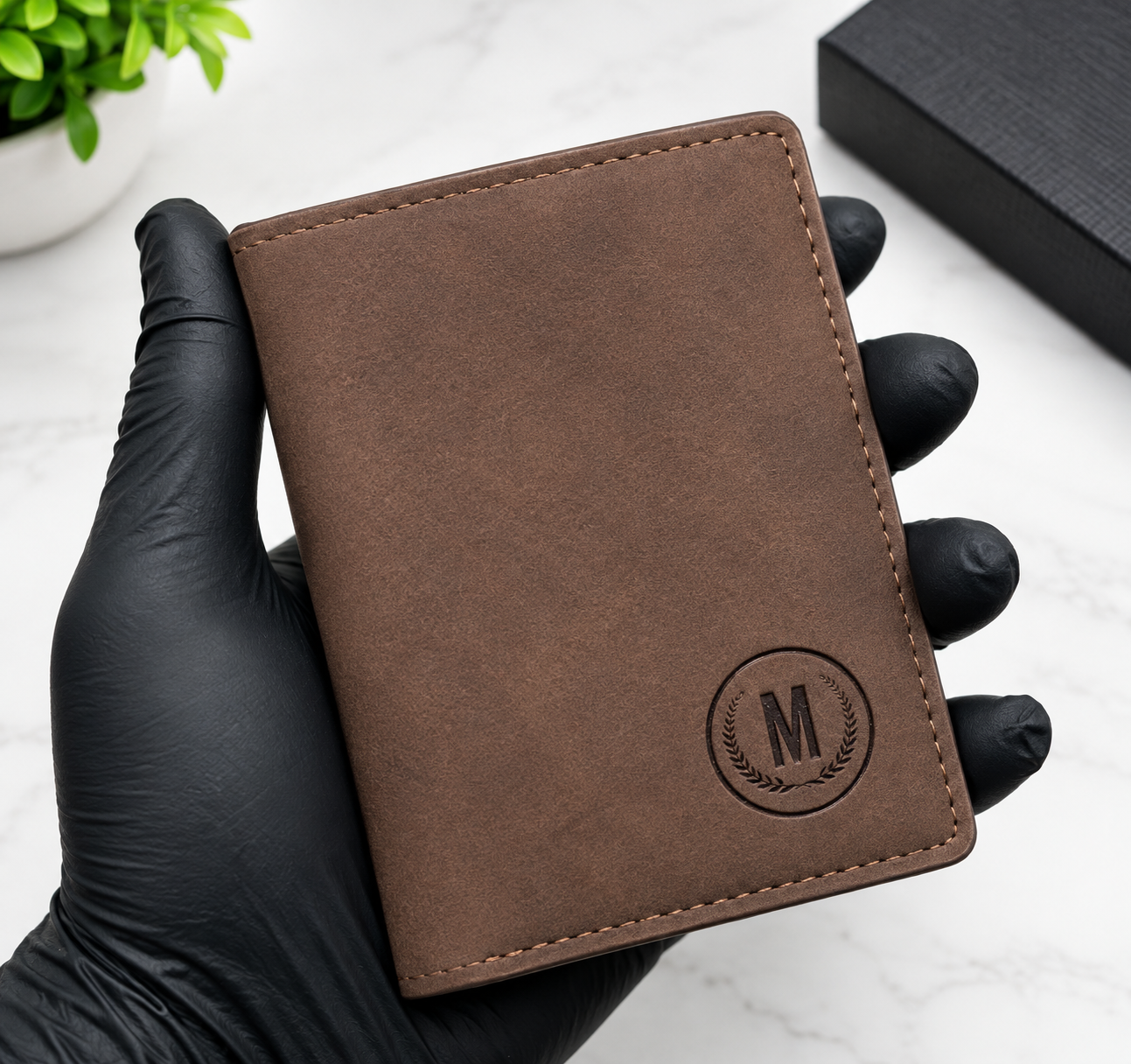 Premium Grain-Textured PU Leather Ultra-Slim Bifold with Quick-Access Card Slots Wallet for Men - Compact Gentleman Purse