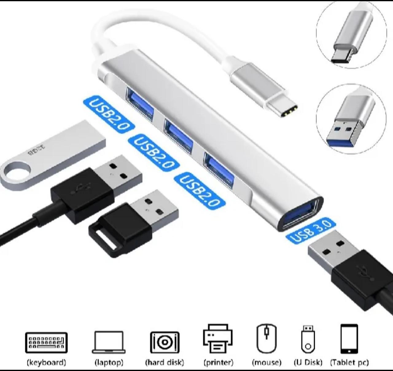 TYPE C Hub 4 Multi-Port USB Type-C Hub With USB2.0 USB3.0 OTG Function USB Splitter Adapter