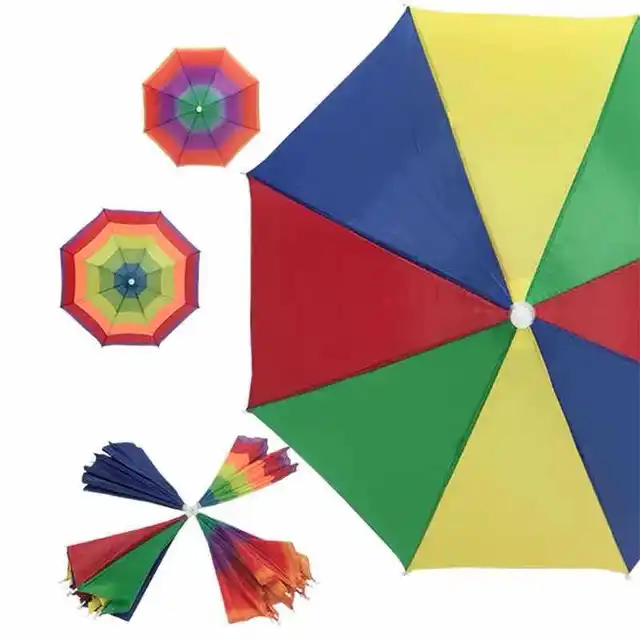 Portable Rain Umbrella Hat Foldable Outdoor Pesca Sun Shade Anti-UV Camping Fishing Headwear Cap Beach Head Hats Accessory Head For Umbrella.