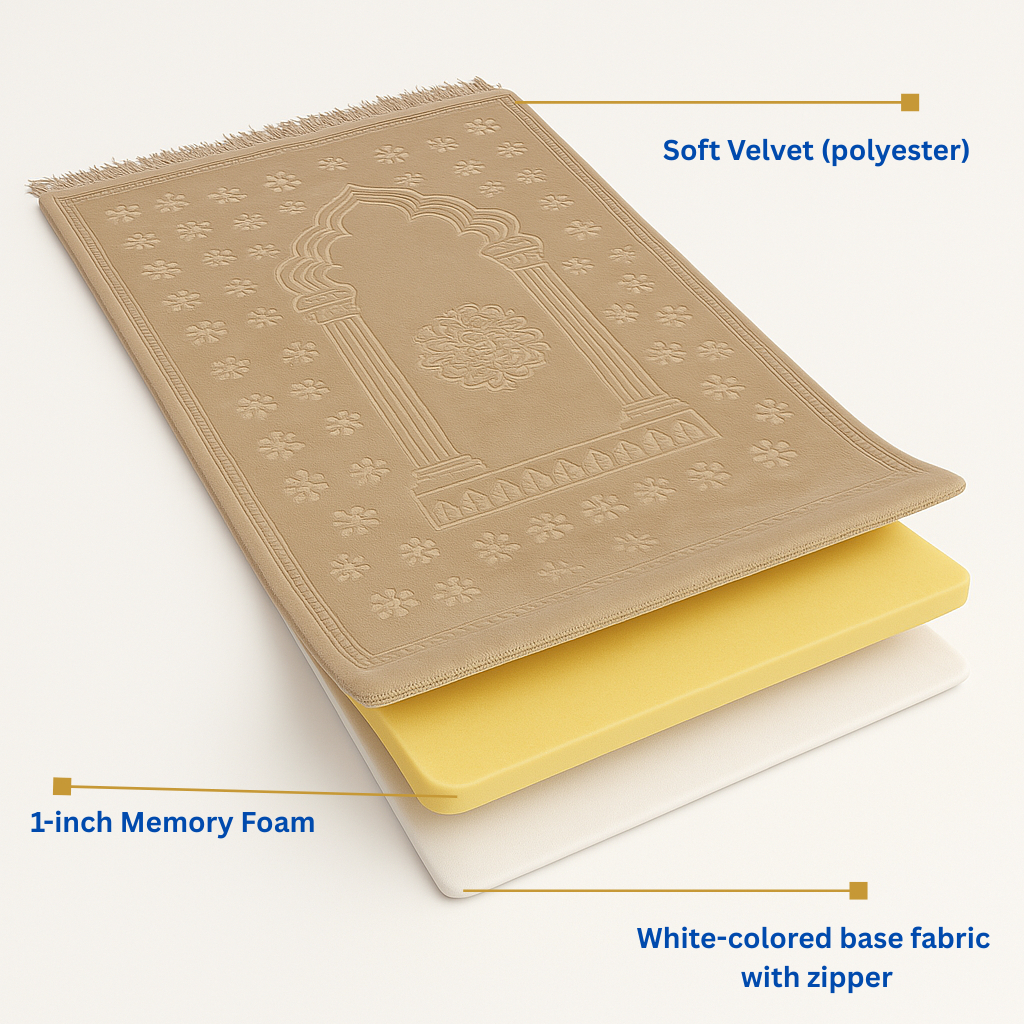 Velvet Prayer Mat - Premium Quality Jai Namaz / Prayer Rug / Foam Jai namaz Hania Collection