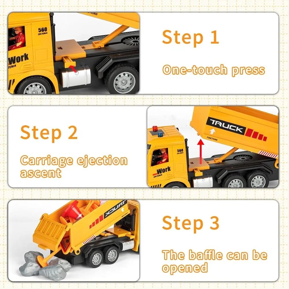 4 Channel Super RC Dumper Truck 1:20 Scale | Rechargeable Remote Control Construction Truck with Lights & Sound | Engineering Vehicle Truck