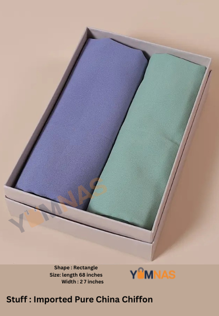 2 HIJAB SET Chiffon Scarf for Women – Plain Hijab, Solid Color Wrap, Lightweight Muslim Headscarf & Fashion Shawl for Everyday Wear