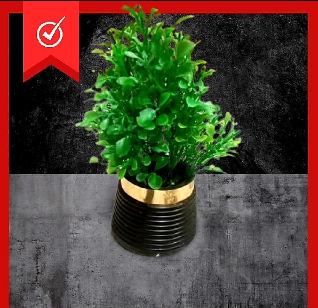 Green Artificial Grass Plant leave with White Pot Decorative Flowers Plants best for Home and office Décor