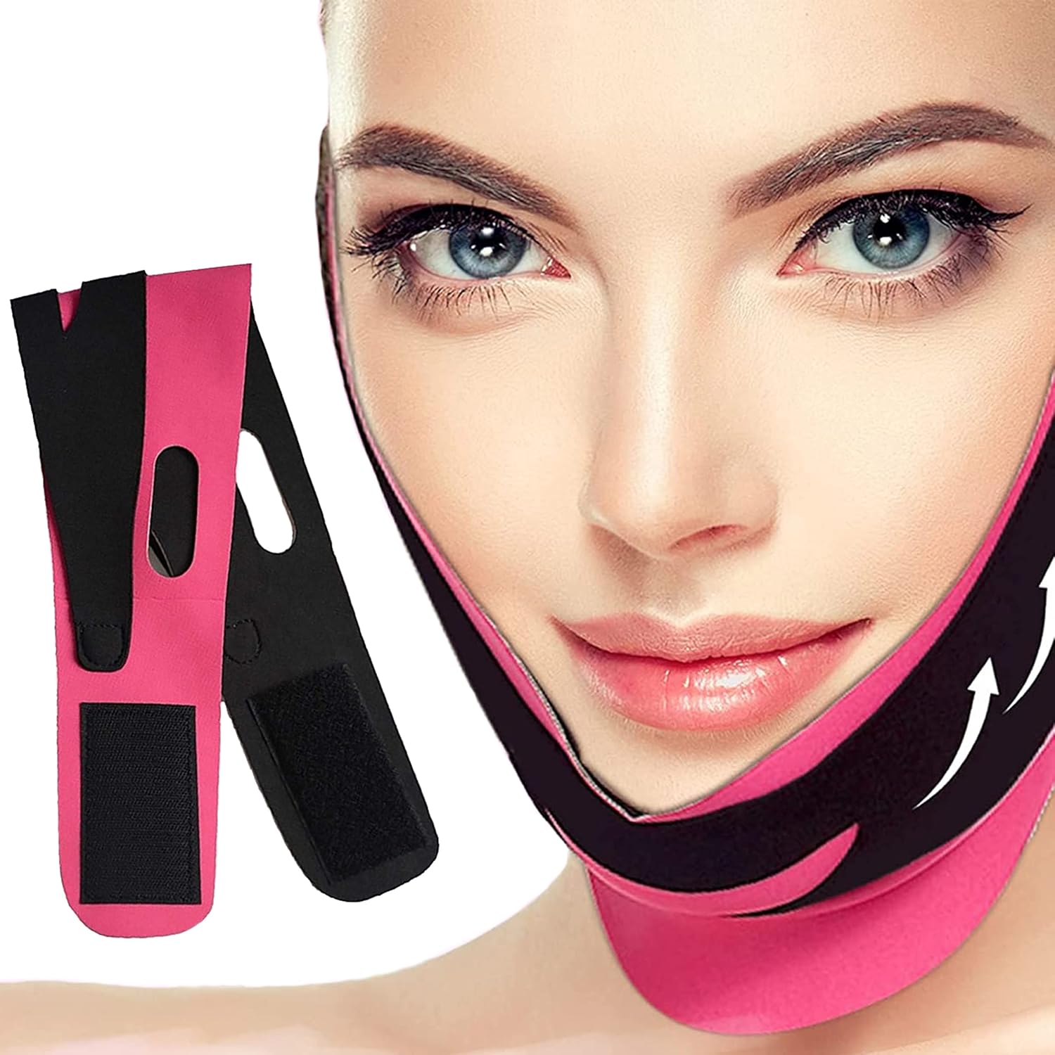 Face Lifting Belt Elastic Face Slimming Bandage V Line Face Shaper Women Chin Cheek Lift Up Belt Facial Anti Wrinkle Strap Face Care Slim Tools (Pink),1 Count