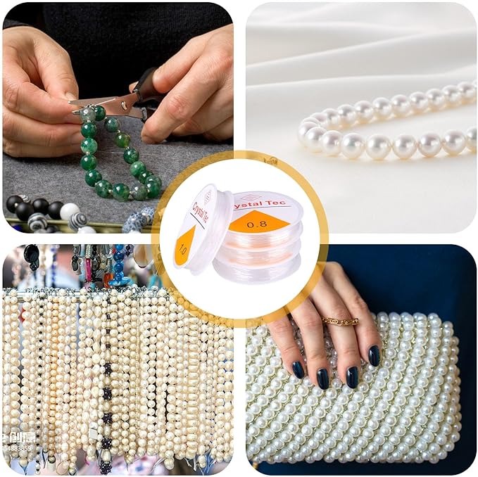 .4–1.0mm Transparent Elastic Crystal Line – Stretch Beading Thread, Jewelry Making Rope, Bracelet String Cord for DIY Crafts Pakistan