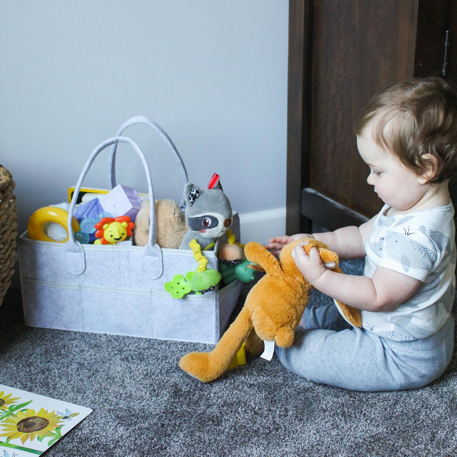 Baby Diaper Bag Caddy Organizer, Foldable Storage Bag, Elegant and Functional Baby Essentials Organizer