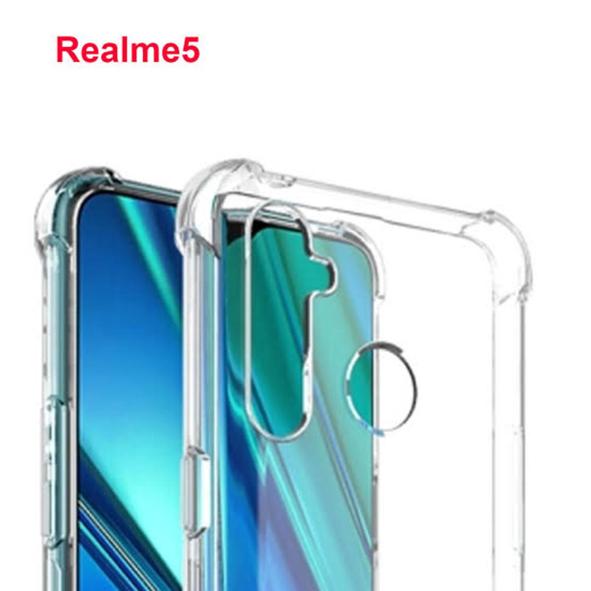 Realme_5 5i 5s 6i C3 Anti Shock Four Corner Bumper Open Camera Protection 1.3mm Air Bag Soft Transparent Jelly-Clear