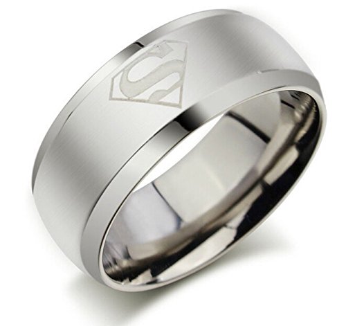Black, Silver and Golden Superman Logo Stainless Titanium Ring For Men And Boys