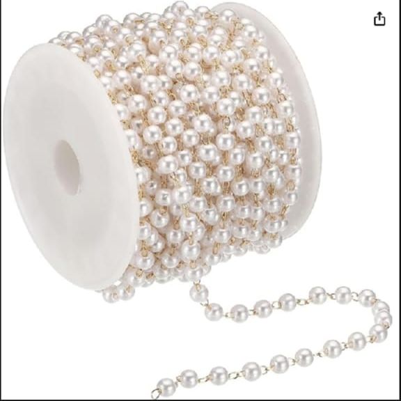1/5/10 Yard Pearl Chain Roll | Luxury Pearl Beads Chain for DIY Jewelry & Dress Decoration