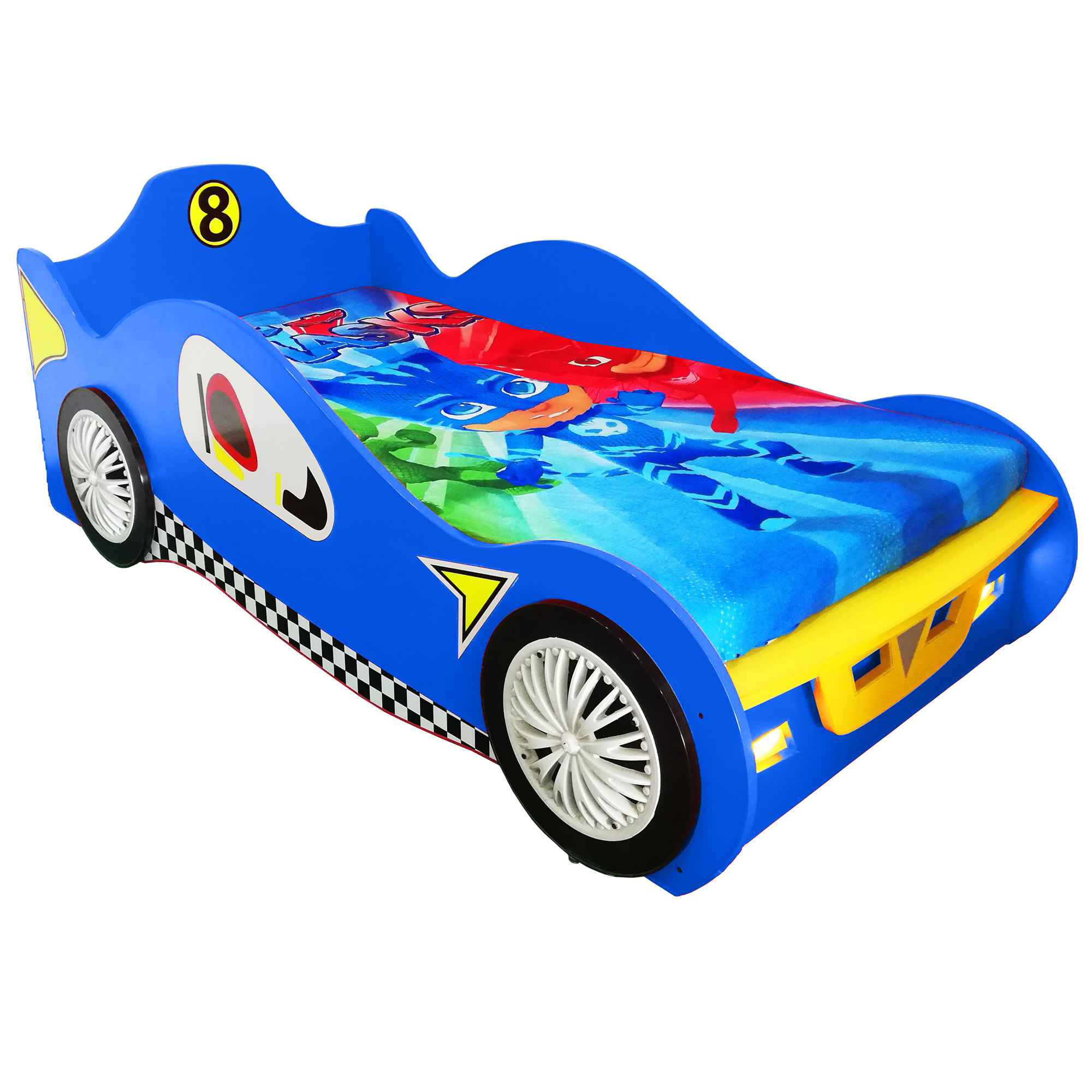 Furnishoo 8 Car Bed Sale in Pakistan - Kids Car Bed - Red Car Bed With Lights