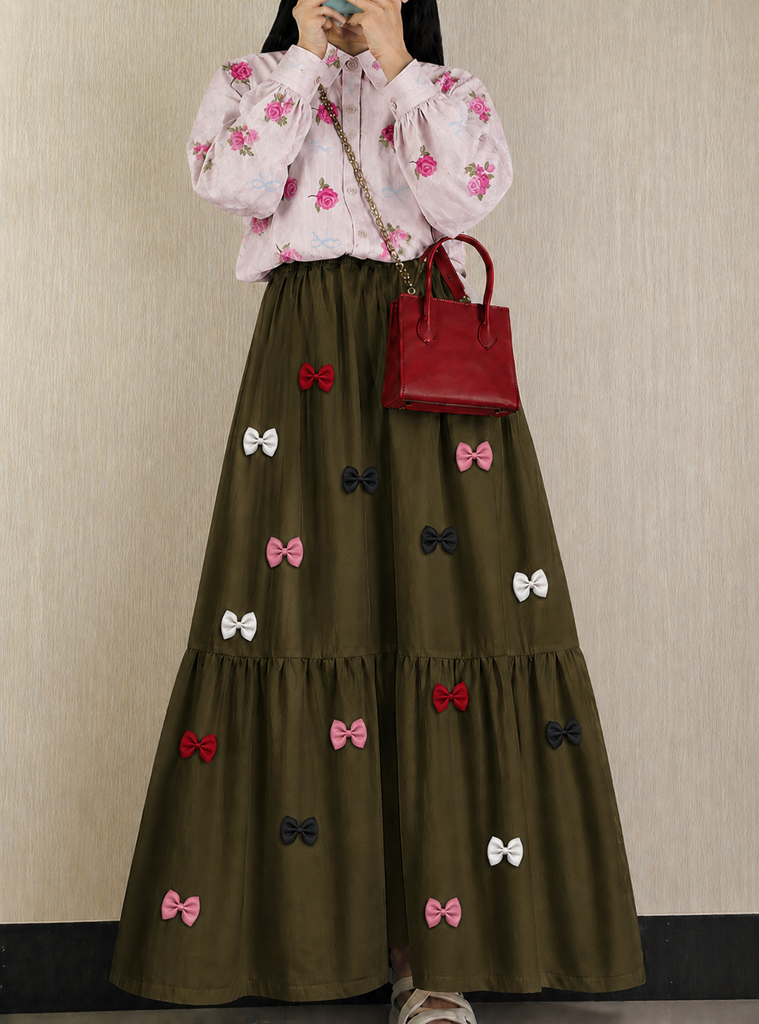 Girls Floral Printed Bow Decor Maxi Skirt & Shirt Set | Summer Fashion Outfit for Girls | Casual Trendy Korean Style Clothing