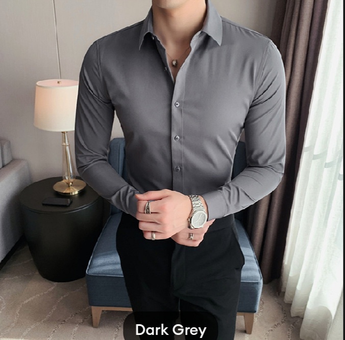 MENS GREY DRESS SHIRT IN COTTON