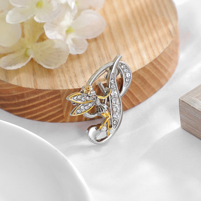 Crystal English Letter Brooch Elf Angel Lapel Pin Suit Shirt Collar