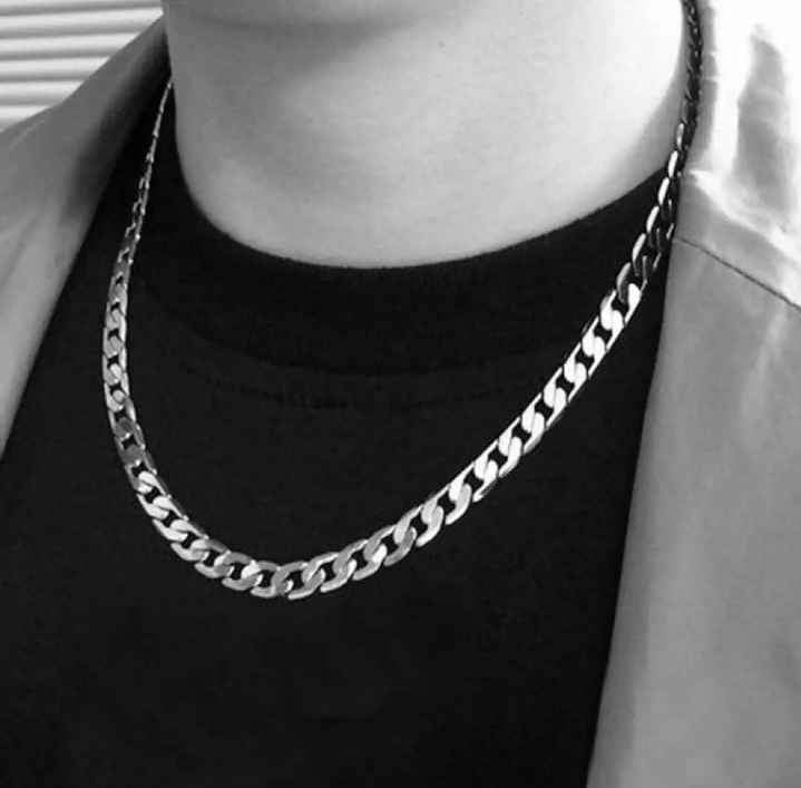 Silver Italian Stainless Steel Cuban Style Chain