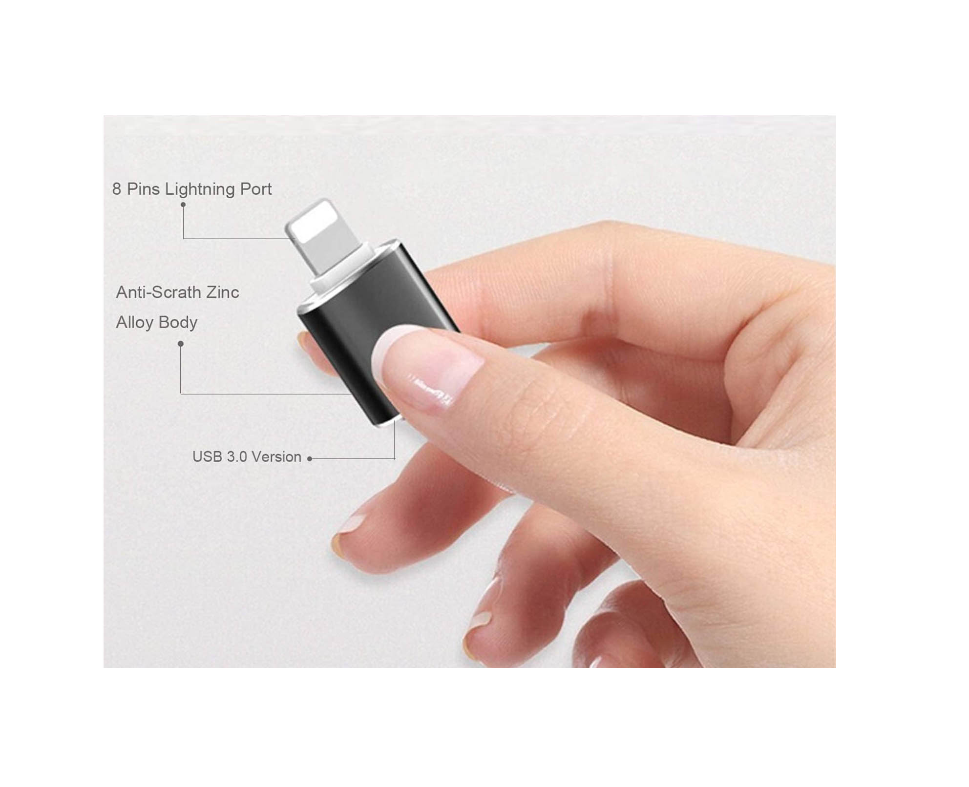 OTG 8-Pin Light-ning Male to USB 3.0 Female Adapter for i-OS Devices – Camera, Card Reader, Mouse, Keyboard & U Disk