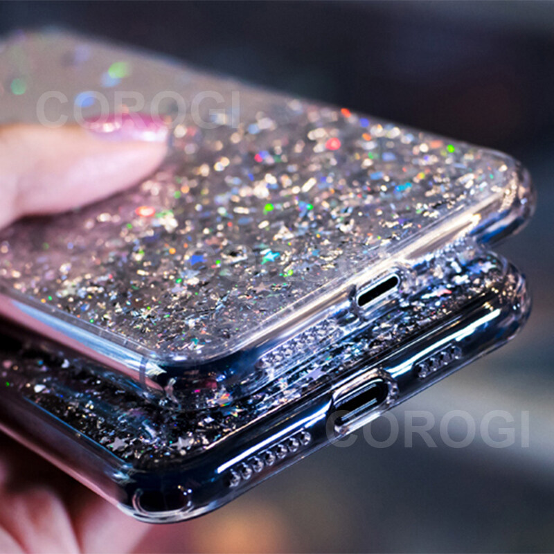Yoedge Glitter Cover per Huawei P30 Lite 6,15, Trasparente Custodie con Cristallo Brillante Disegno, TPU + Rigida PC Bumper Antiurto Protettiva Originale Case per Huawei P30 Lite, Trasparenti