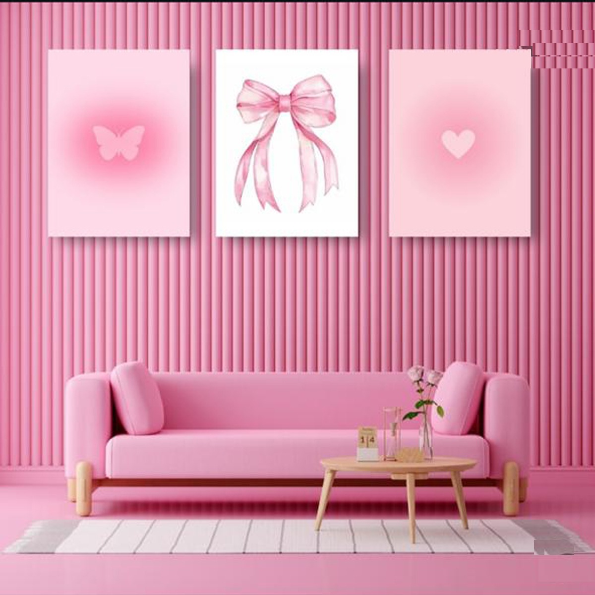 Set of 3 wall art sticky wooden canvas  frames for dinning room and home decor / sticky phototiles