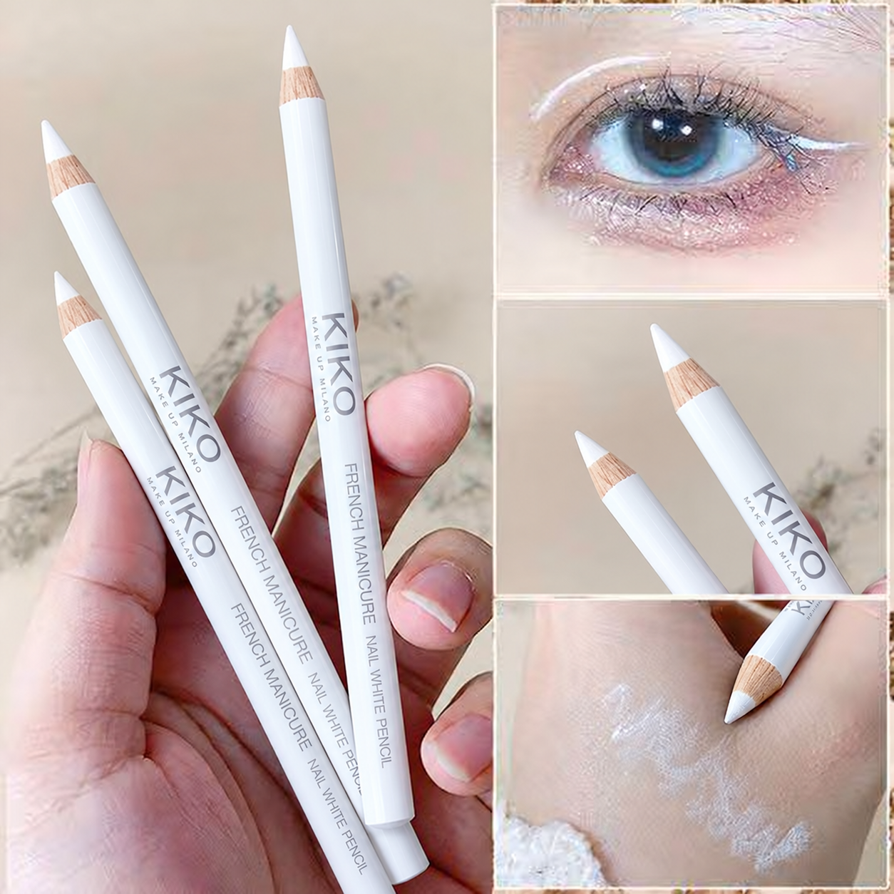 3 in 1 Eyes Kajal Pencil | Waterproof Long Lasting Eyeliner | Black White Nude Eye Pencil for Waterline, kajal stick