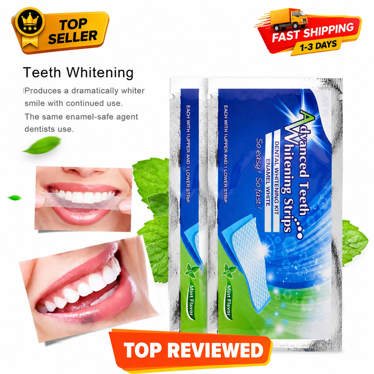 2Pcs/Bag Advanced Teeth Whitening Strips Teeth Oral Hygiene Care Dental Bleaching Teeth Strips Whitening Dental Bleaching Tools