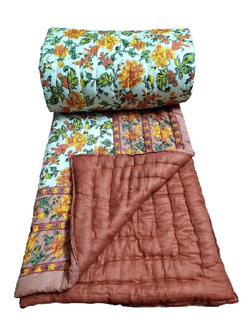 Single bed Razai 4 kg Cotton FIlling Size 213*152 cm (84*60 Inches) Lehaaf Beautiful Design quilt warm For winter