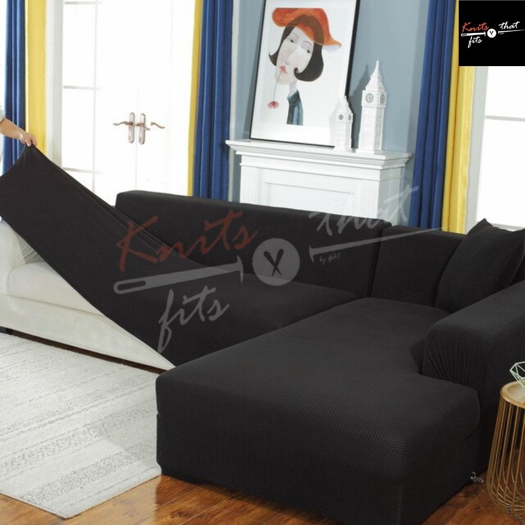 Seater L Shape Sofa Cover -2 Pieces 4+3 Size Cotton Jersey
