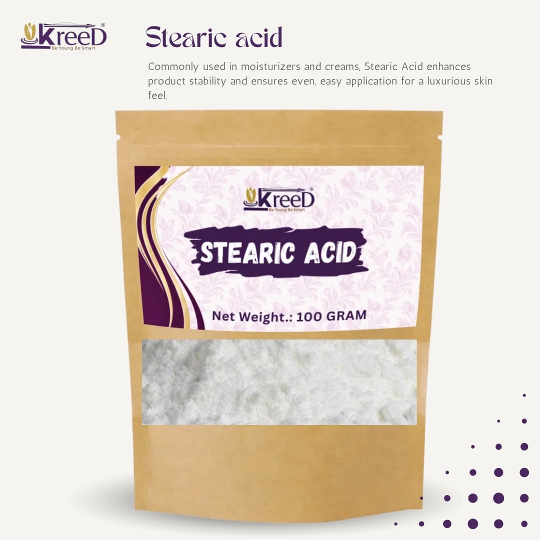 Kreed Stearic Acid Powder for Creams, Lotions, Soap Making & Cosmetic Formulation – 25g, 50g & 100g