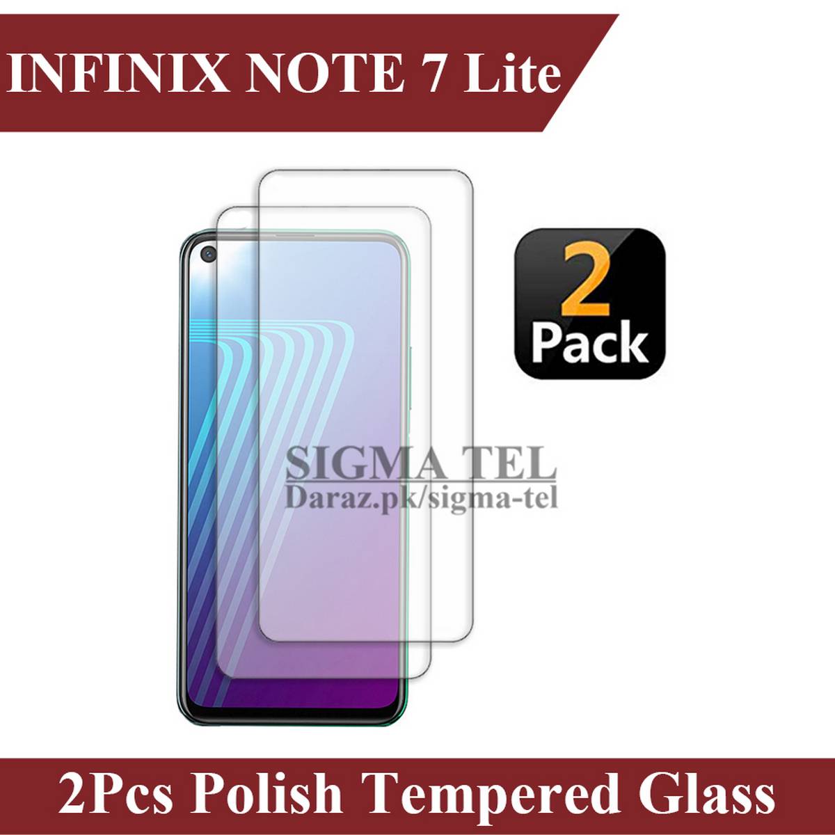 2Pcs Infinix Note Lite Tempered Glass Screen Protector Premium