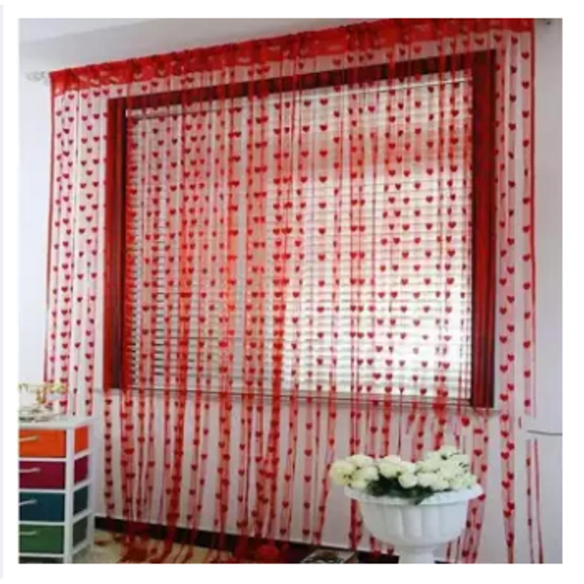 Cute Heart Line Tassel String Door Curtain Window Room Curtain Valance Modern Living Room