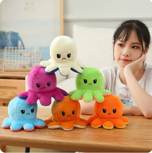 1Pc Stuff Toys For Girls Octopus plush Angry Happy Mix Colors Cute Reversible Octopus Stuff Emotion Toys Pulpo Reversible stuffed - Random Color