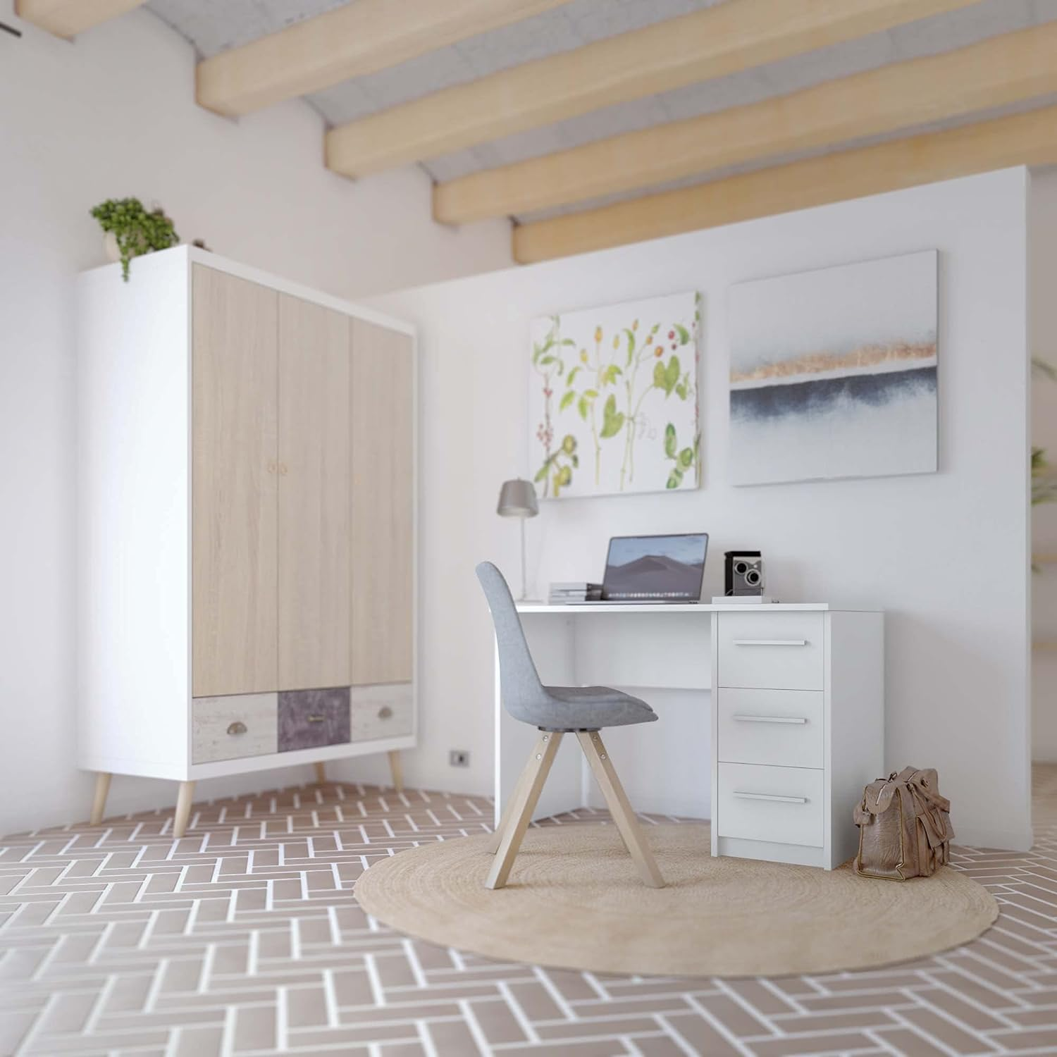Arqam.B Rectangular Computer Desk with 3 drawers, Home Office table ...